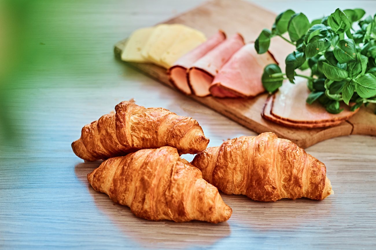 Croissants with ham and cheese